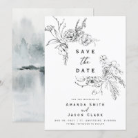 Hiver noir et blanc Enregistrer la date Mariage