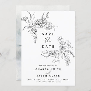 Invitation Hiver noir et blanc Enregistrer la date Mariage