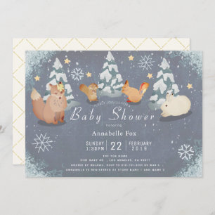 Invitation Hiver Nuit étoile Bois Baby shower Animaux