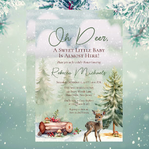 Invitation Hiver Oh Deer Un Petit Baby shower Sucré