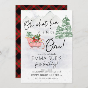 Invitation Hiver Oh Quel plaisir Noël Sleigh Premier annivers