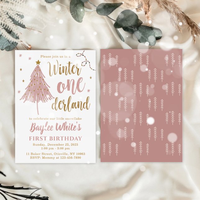 Invitation Hiver ONE derland 1er anniversaire Boho Noël arbre (Créateur téléchargé)