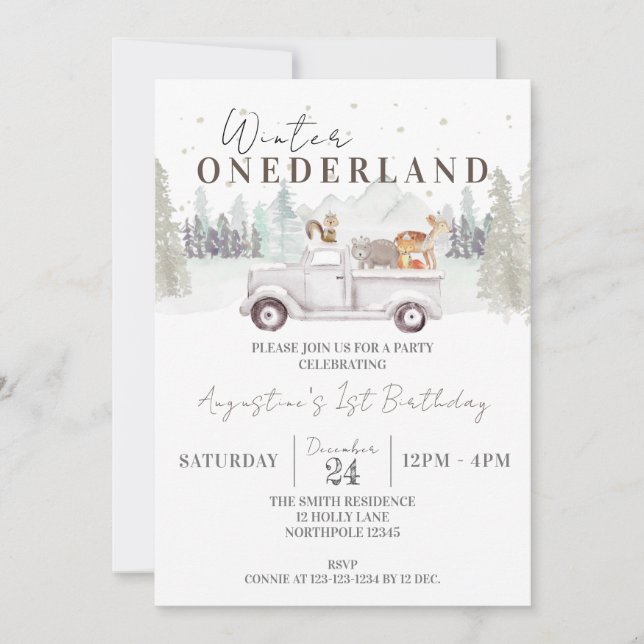 Invitation Hiver ONE derland 1er Anniversaire, Enfant Premier (Devant)