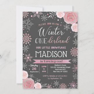 Invitation Hiver ONE derland 1er anniversaire fêtes Invitatio
