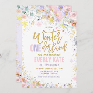 Invitation Hiver ONE derland 1er anniversaire Gold Lilac Pink