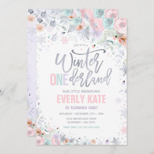 Invitation Hiver ONE derland 1er anniversaire Silver Lilac Pi