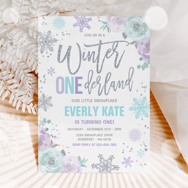 Invitation Hiver ONE derland 1er anniversaire Silver Lilac Pu (Créateur téléchargé)