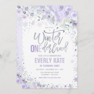 Invitation Hiver ONE derland 1er anniversaire Silver Lilac Pu