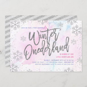Invitation Hiver ONE derland Anniversaire Parties scintillant