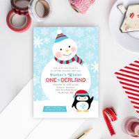 Hiver ONE derland Anniversaire Snowman et Penguin
