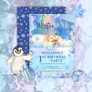 Invitation Hiver ONE derland Arctic Animal 1er anniversaire f