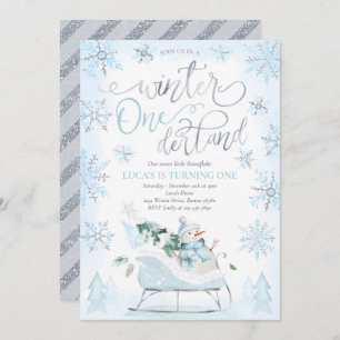 Invitation Hiver ONE derland Blue Winter Sleigh 1er anniversa