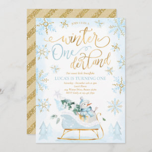 Invitation Hiver ONE derland Blue Winter Sleigh 1er anniversa
