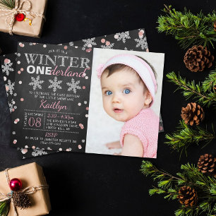 Invitation Hiver ONE derland Chalkboard 1er Anniversaire Phot