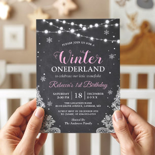 Invitation Hiver ONE derland Chalkboard Baby First Birthday