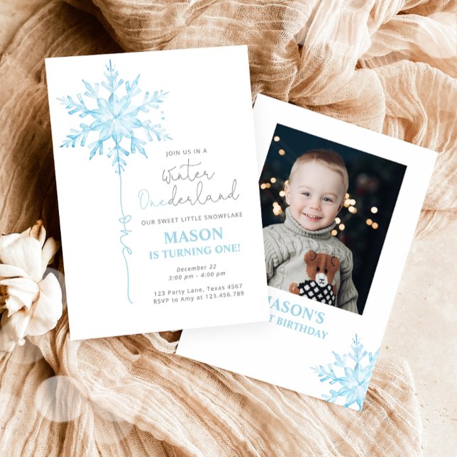 Invitation Hiver ONE derland Flocon de neige Boy Premier anni (Créateur téléchargé)
