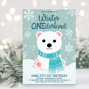 Invitation Hiver ONE derland Ours polaire Premier anniversair