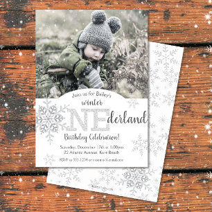 Invitation Hiver ONE derland Parties scintillant d'argent 1er
