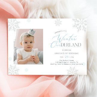 Invitation Hiver One-derland Premier Anniversaire Bébé Enfant