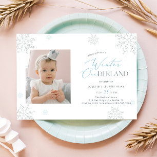 Invitation Hiver One-derland Premier Anniversaire Bébé Enfant