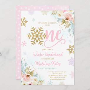 Invitation Hiver ONE derland Rose & Or Floral 1er anniversair