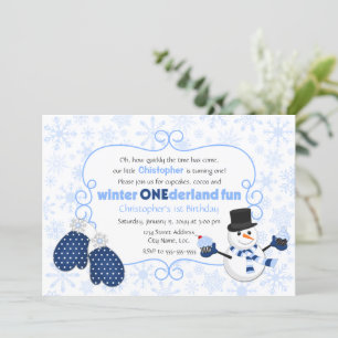 Invitation Hiver ONE derland Snowman Anniversaire