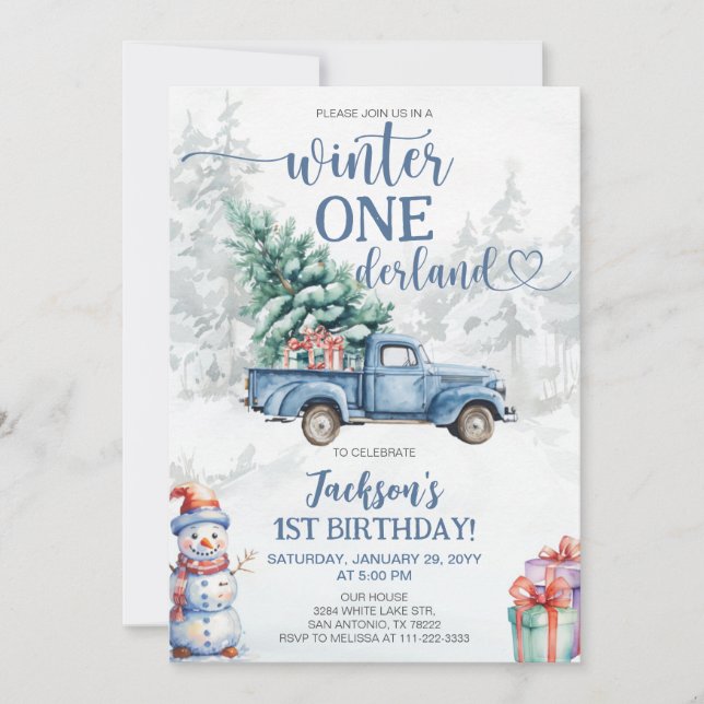 Invitation Hiver Onederland 1er anniversaire (Devant)
