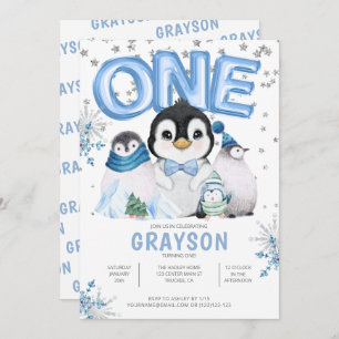 Invitation Hiver Onederland 1er anniversaire Bleu