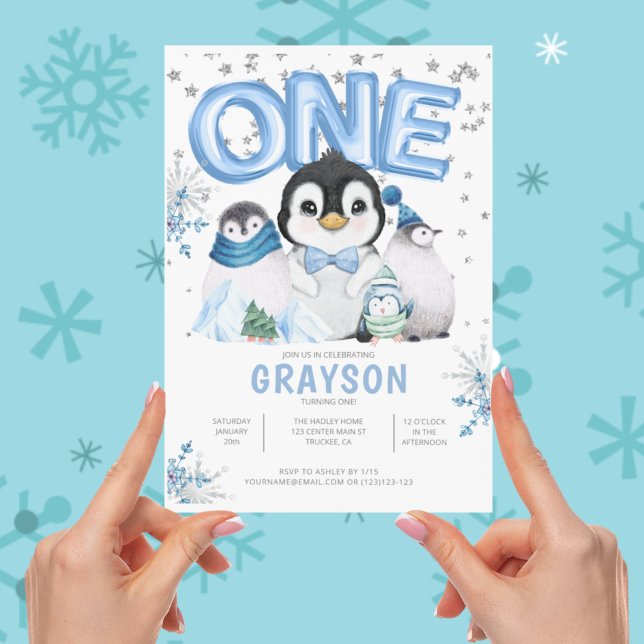 Invitation Hiver Onederland 1er Anniversaire Flocon de Neige  (Créateur téléchargé)