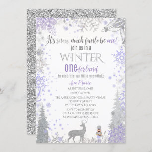 Invitation Hiver Onederland 1er Anniversaire Lavande Snowflak