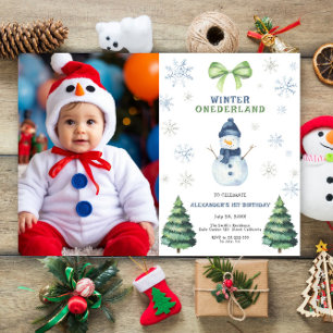 Invitation Hiver Onederland Bonhomme de neige 1er Anniversair