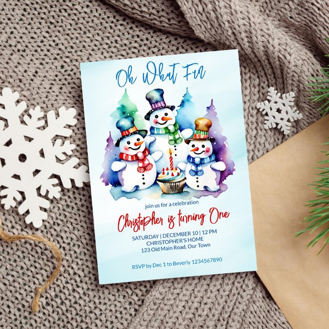 Invitation Hiver onederland fête d'anniversaire de bonhomme d (Winter onederland birthday party editable template invitation digital download  cute snowmen cupcake)