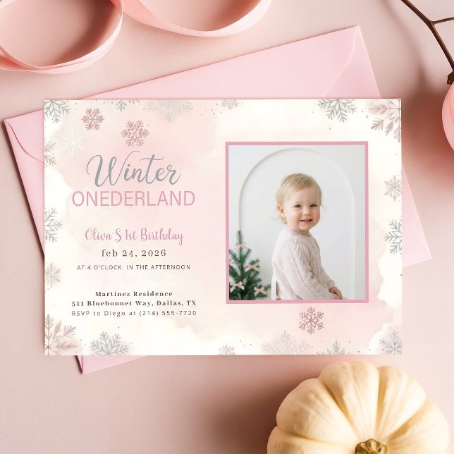 Invitation Hiver Onederland Flocon de neige Première photo d' (Créateur téléchargé)