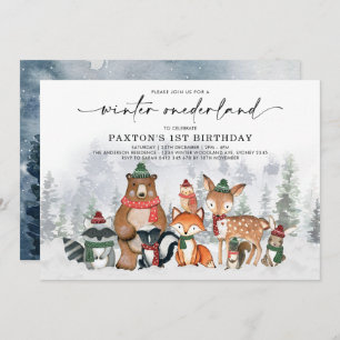 Invitation Hiver Onederland Forêt de bois 1er anniversaire