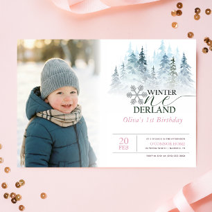 Invitation Hiver Onederland Garçon Fille Photo Anniversaire 1