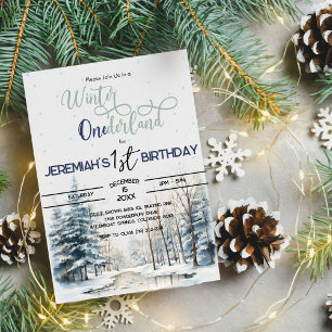 Invitation Hiver Onederland Noël 1er anniversaire garçon