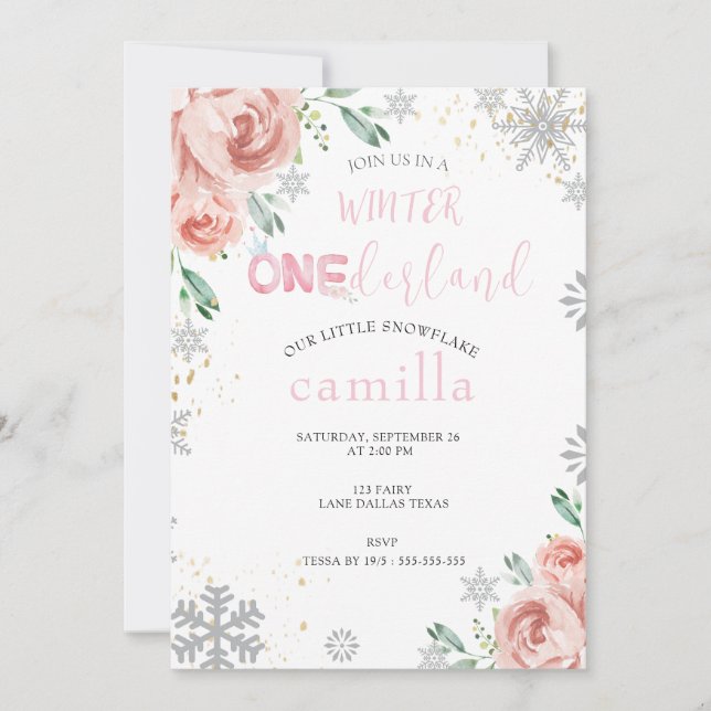 Invitation Hiver Onederland Noël Baby 1er anniversaire (Devant)