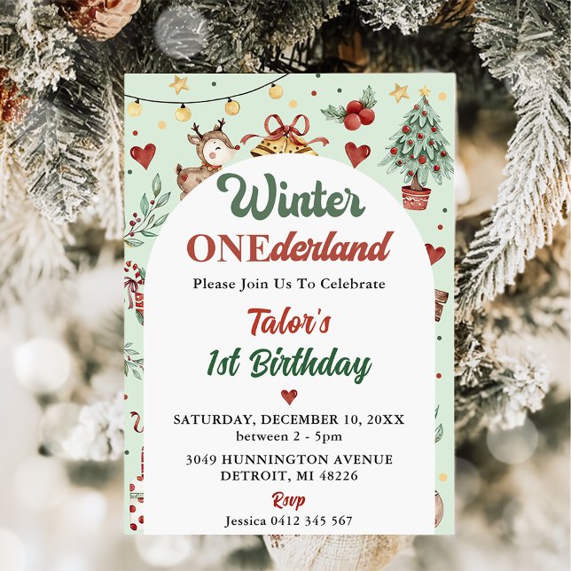 Invitation Hiver Onederland Noël Reinder 1er anniversaire (Créateur téléchargé)