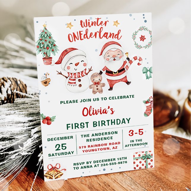 Invitation Hiver Onederland Noël Snowman Anniversaire (Créateur téléchargé)