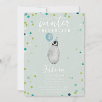 Hiver Onederland Penguin Blue Balloon Anniversaire