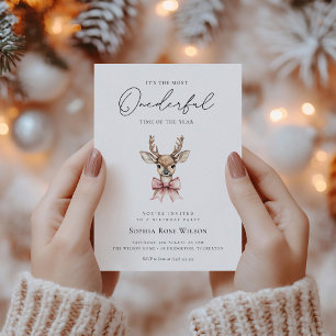 Invitation Hiver Onederland Pink Bow Noël Anniversaire