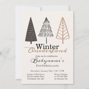 Invitation Hiver Onederland Premier anniversaire Boho minimal