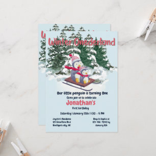 Invitation Hiver Onederland Premier anniversaire de mignons p