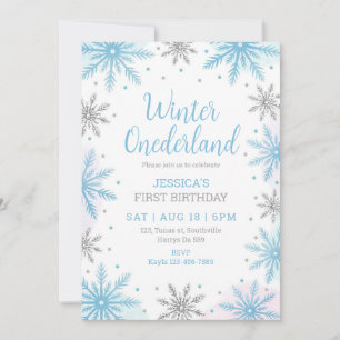 Invitation Hiver Onederland Premier anniversaire Snowflakes