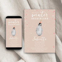 Hiver Onederland rose Anniversaire Penguin Confett