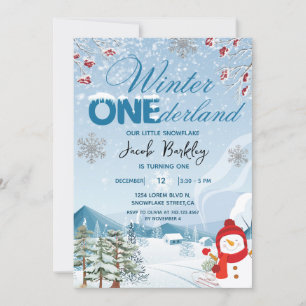 Invitation Hiver ONEderland sexe neutre 1er anniversaire