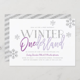 Invitation Hiver ONEderland Silver Glitz Purple 1er anniversa