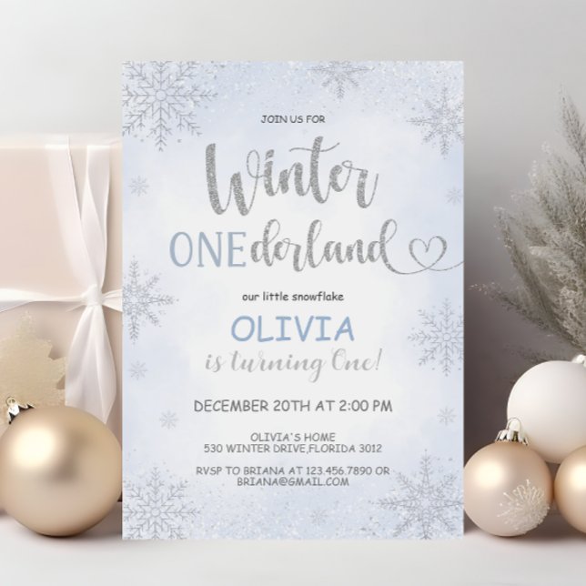 Invitation Hiver Onederland Snowflakes Anniversaire Invitatio (Créateur téléchargé)