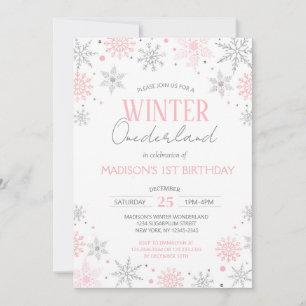 Invitation Hiver Onederland Snowflakes Premier anniversaire