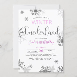 Invitation Hiver Onederland Snowflakes Premier anniversaire